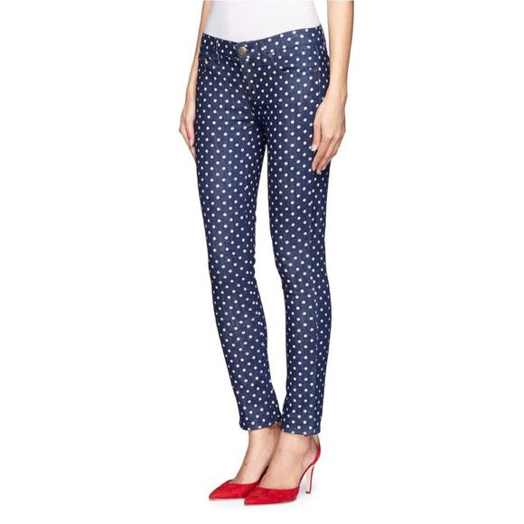 J. Crew Toothpick Navy Denim Polka Dot AnkleSkinny Jeans - Picture 1 of 5